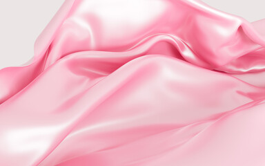Obraz premium Flying pink silk textile fabric flag background, 3d rendering.