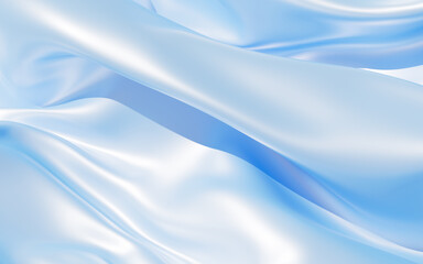 Obraz premium Flying blue silk textile fabric flag background, 3d rendering.