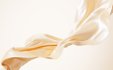 Fototapeta premium Flying gold silk textile fabric flag background, 3d rendering.