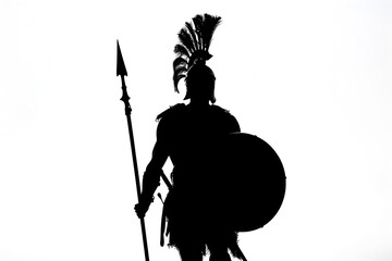 god silhouette with shield and spear