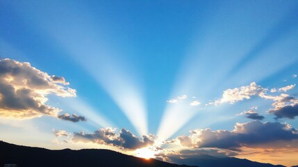 sunrise on blue sky. Blue sky with some clouds