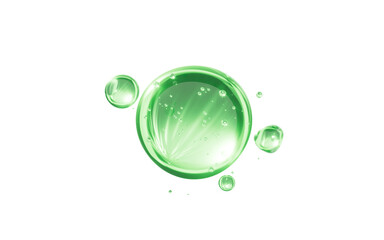 Green glass spheres with molecule, Concept skin care Cosmetics background, 3D rendering.