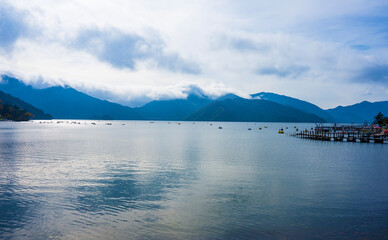 the Japanese landscape in Nikko with lake