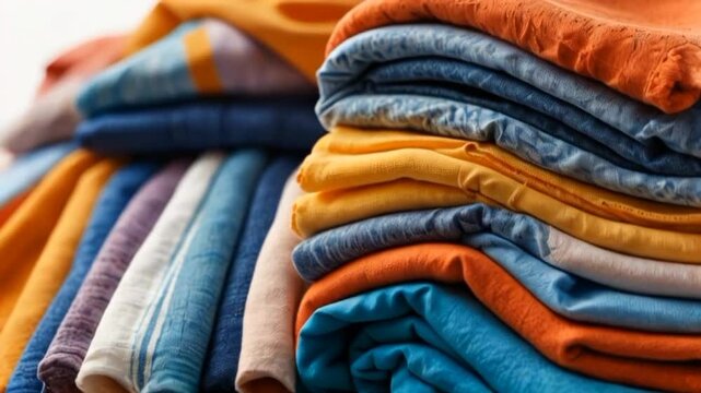 stack of colorful clothes