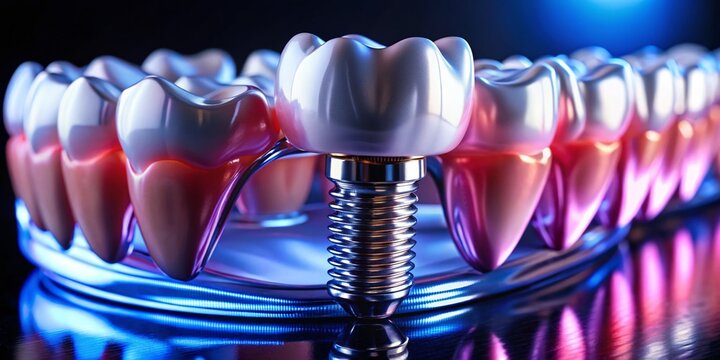 Low Light Dental Implant Photography: Close-up of Implants in a Dental Model