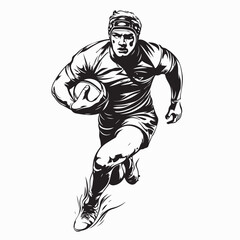 Rugby player image vector. Rugby player with ball Vector illustration isolated on white background.