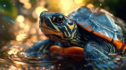 Obraz premium Vivid Water Turtle Amidst Tranquil Pond