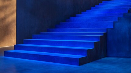 Blue Neon Staircase Modern Architecture