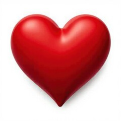 Classic, perfectly formed red heart shape Vector graphic, isolated on white , simple, shiny, love