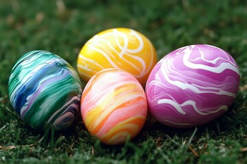 Fototapeta premium Colorful Easter Eggs on Grass