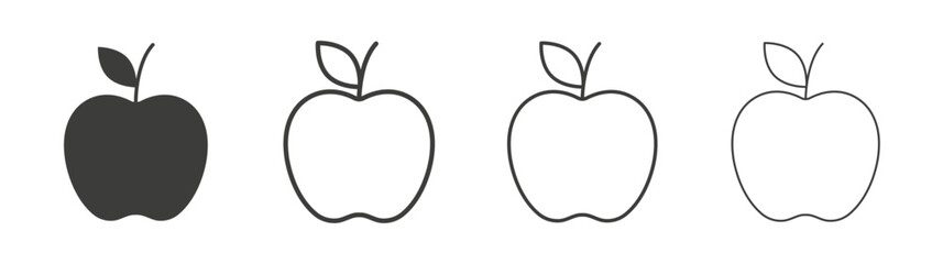 Apple icon flat and linear vector illustration on white background.