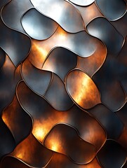 Abstract metallic texture with glowing orange accents.