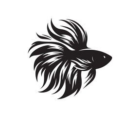minimalist silhouette of golden fish in black and white