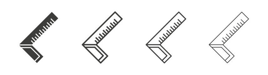 Carpenter ruler icon flat and linear vector illustration on white background.