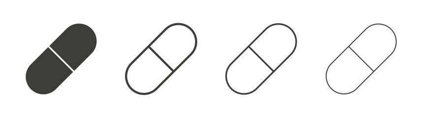 Capsule icon flat and linear vector illustration on white background.