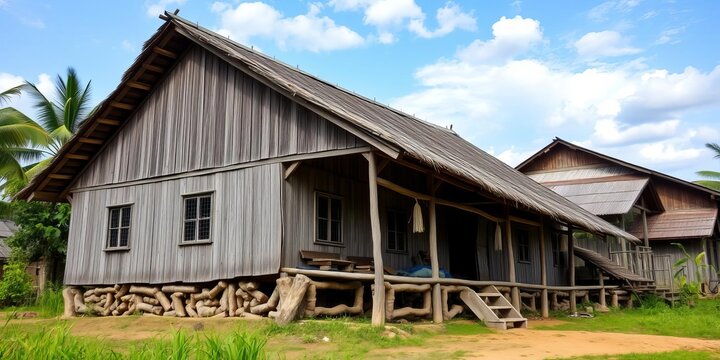 Traditional Lundayeh tribe longhouse in Mari Mari Cultural Village, Sabah Malaysia, village, tribe