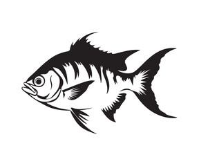minimalist silhouette of golden fish in black and white