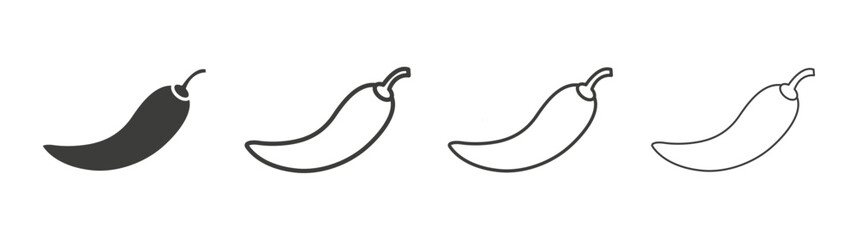 Chilli icon flat and linear vector illustration on white background.
