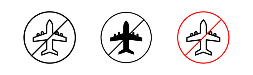 Dont fly signs flat and linear vector illustration on white background.