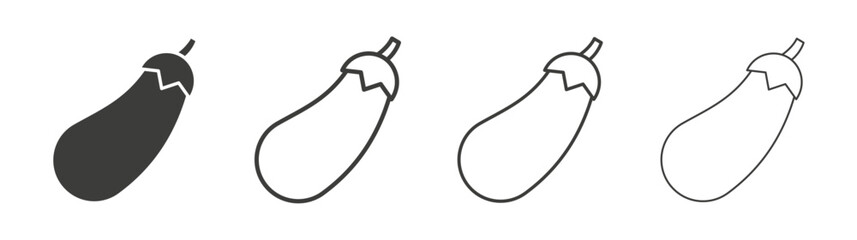 Eggplant icon flat and linear vector illustration on white background.