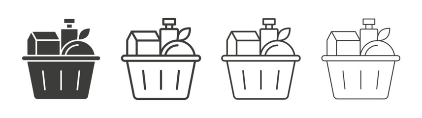 Grocery shopping icon flat and linear vector illustration on white background.