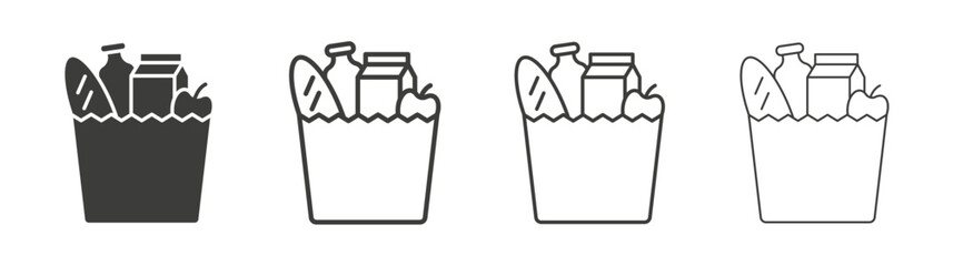 Groceries icon flat and linear vector illustration on white background.