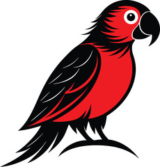 A cute red macaw bird icon isolated on white background 