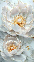 gold and white abstract flower painting poster background