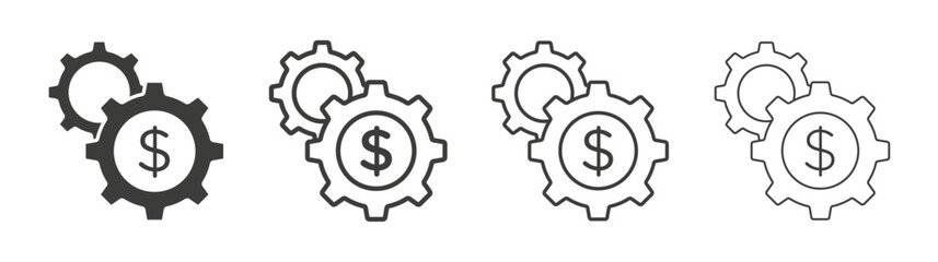 Money processes icon flat and linear vector illustration on white background.