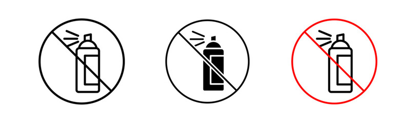 No aerosol spray signs flat and linear vector illustration on white background.