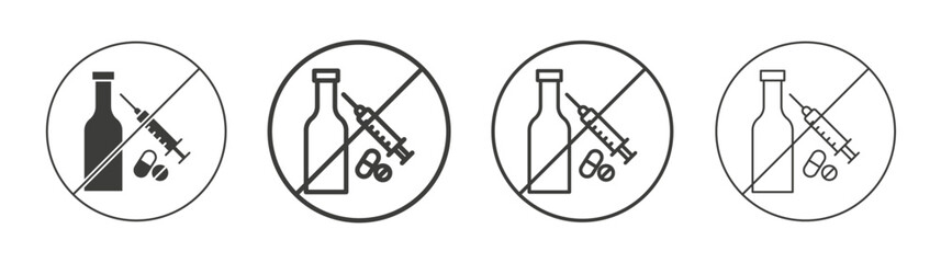 No drugs or alcohol signs flat and linear vector illustration on white background.
