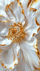 gold and white abstract flower painting poster background