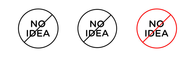 No Idea signs flat and linear vector illustration on white background.