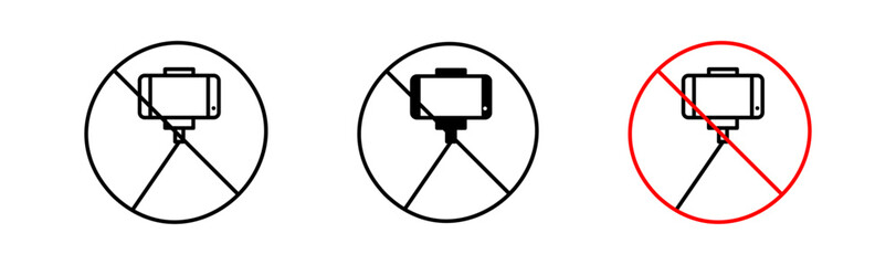 No selfie signs flat and linear vector illustration on white background.