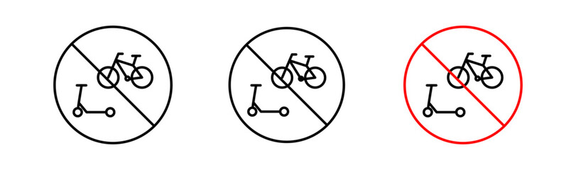 No scooters signs flat and linear vector illustration on white background. © Witty