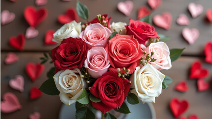 Obraz premium Celebrate Love with Elegant Heart Motifs and Stunning Rose Arrangements for Every Occasion