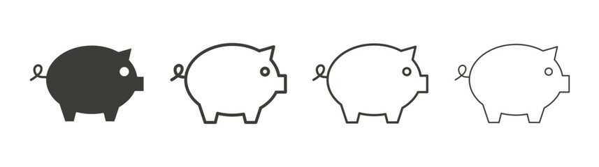 Piggy bank icon flat and linear vector illustration on white background.