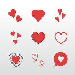 Collection of Red Heart Shapes and Icons
