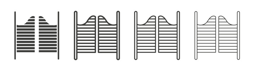 Saloon door icon flat and linear vector illustration on white background.