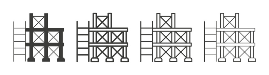 Scaffolding icon flat and linear vector illustration on white background.