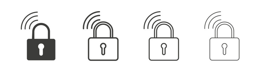 Smart lock icon flat and linear vector illustration on white background.