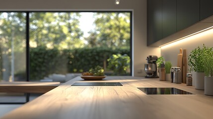 Fototapeta premium Cooking in a modern kitchen home interior design bright space