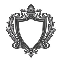 Ornate shield design with detailed filigree.