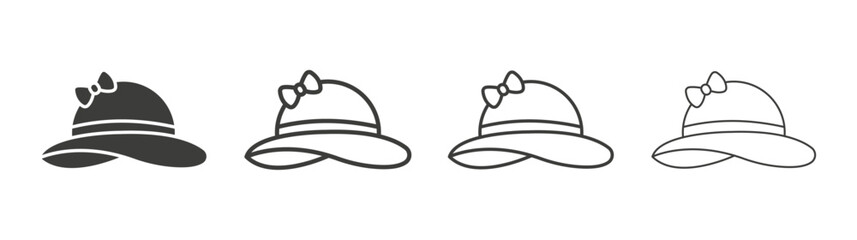 Woman hat icon flat and linear vector illustration on white background.