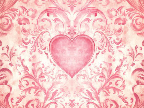 Naklejki vintage damask heart luxurious ornate victorian artistic love luxury grunge elegance aged valentine background