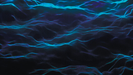 Dynamic wave of glowing points. Futuristic background for presentation design. 3d Vector illustration.