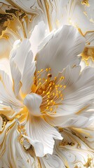 gold and white abstract flower painting poster background