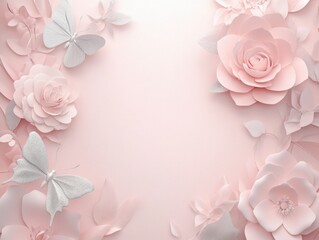 Obraz premium Pink Floral Wall Art with Butterfly Accents