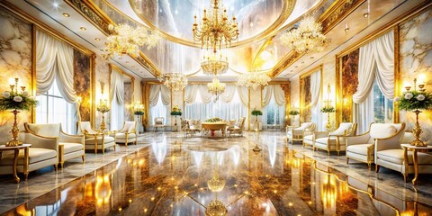 Obraz premium Luxurious Wedding Suite: Marble & Gold Foil Double Exposure Stock Photo