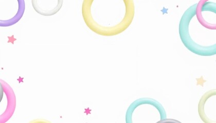 Fototapeta premium Bright background with colorful rings and stars, modern design, copy space